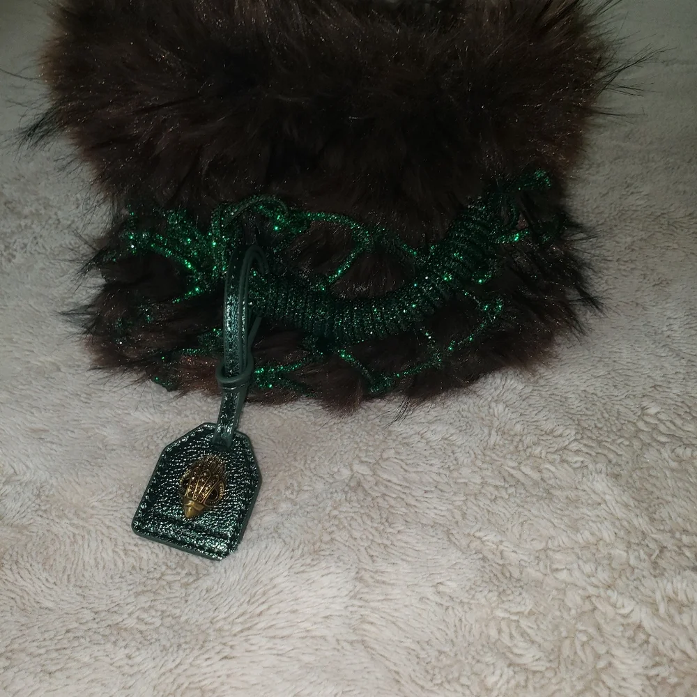 Kurt Geiger Green and Brown Fur Handbag - Picture 8 of 11